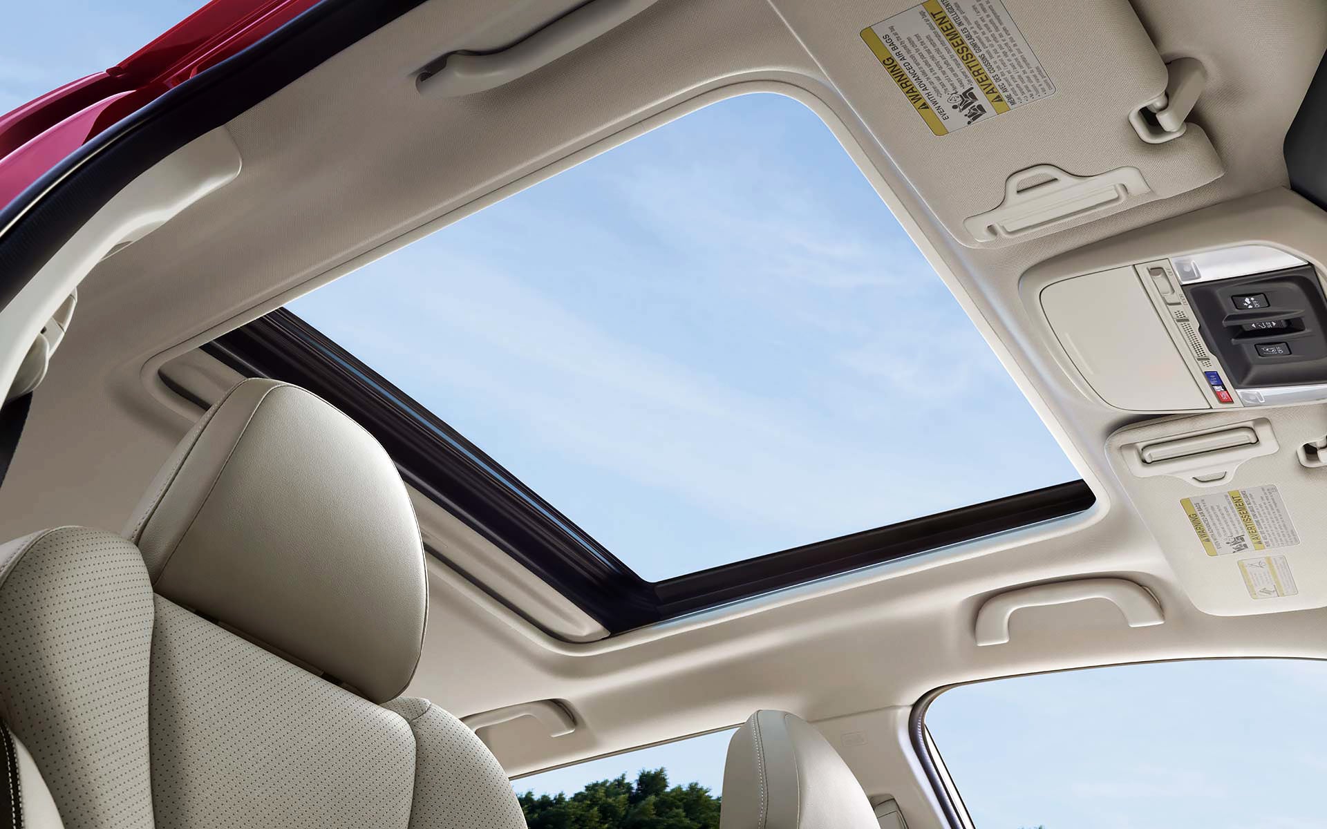 A view through the power sliding panoramic moonroof on the 2022 Forester Sport. | DELLA Subaru of Plattsburgh in Plattsburgh NY