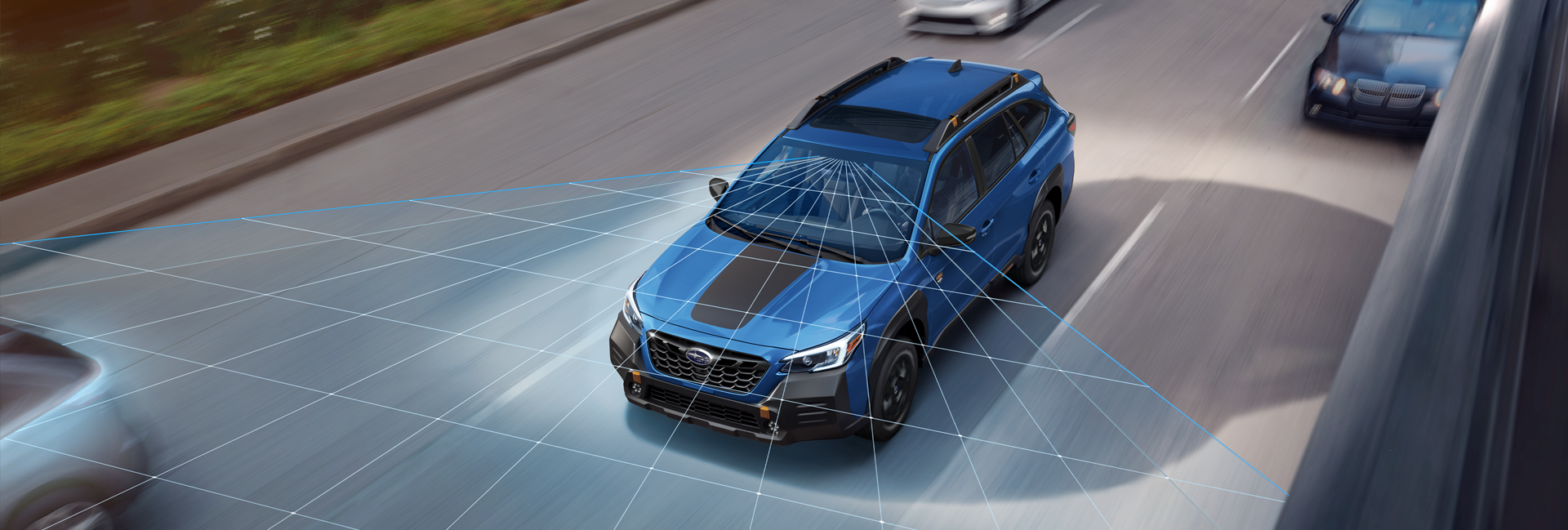 A photo illustration of the EyeSight Driver Assist Technology on the 2023 Outback Wilderness. | DELLA Subaru of Plattsburgh in Plattsburgh NY