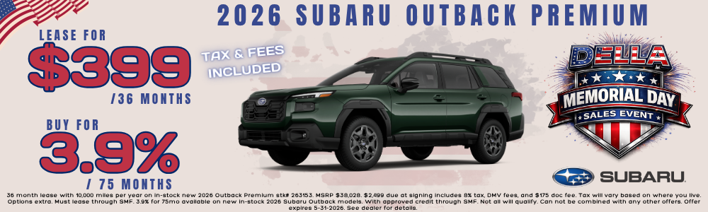 New Subaru Outback sale at DELLA Subaru near Burlington, VT