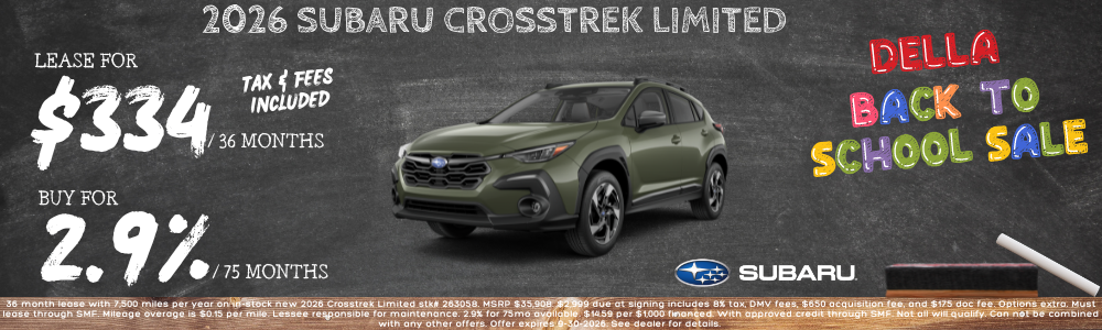 New Subaru Crosstrek sale at DELLA Subaru near Plattsburgh, NY
