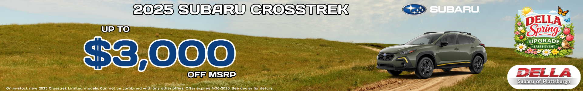 New Subaru Crosstrek sale at DELLA Subaru near Burlington, VT