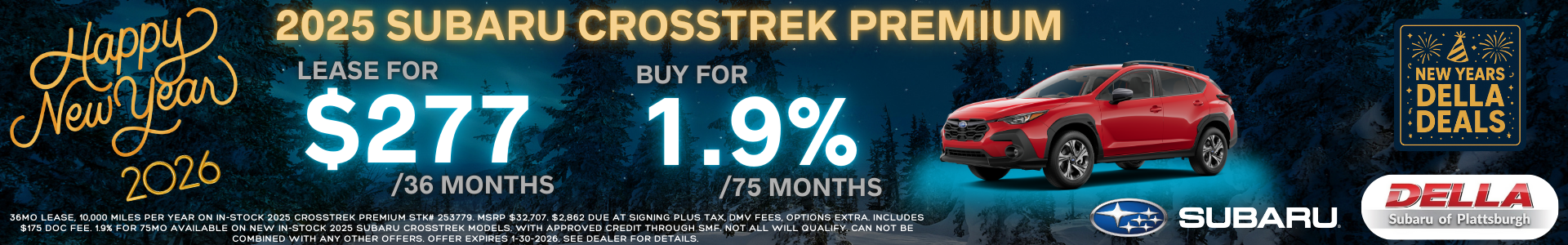 New Subaru Crosstrek sale at DELLA Subaru near Burlington, VT