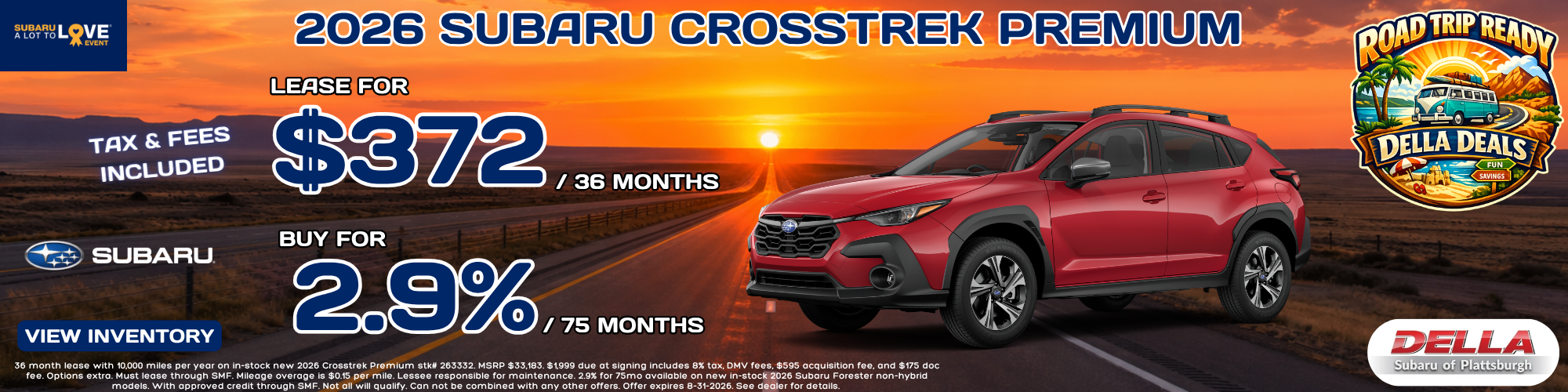 2026 Subaru Crosstrek sale at DELLA Subaru near Plattsburgh