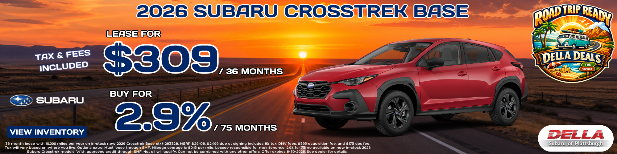 2026 Subaru Crosstrek sale at DELLA Subaru near Plattsburgh