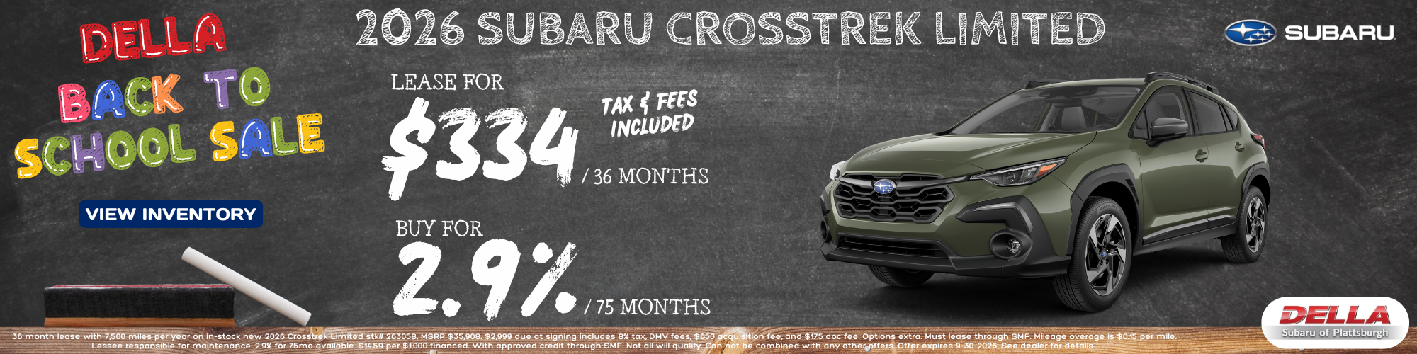 2026 Subaru Crosstrek sale at DELLA Subaru near Plattsburgh