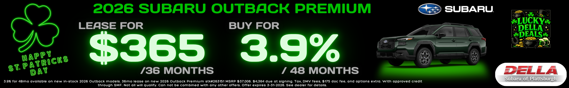 New Subaru Outback sale at DELLA Subaru near Burlington, VT